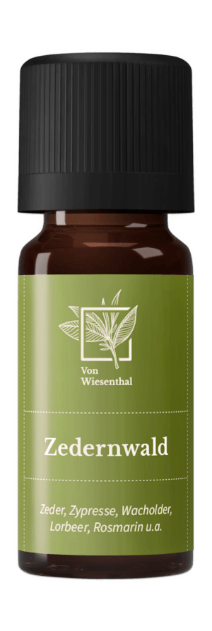 Eine Flasche des mediterranen Von Wiesenthal Duftöls Zedernwald